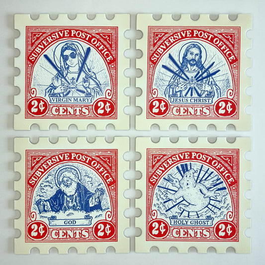 Virgin Mary and the Holy Trinity 4 Piece Set Large Art Stamp